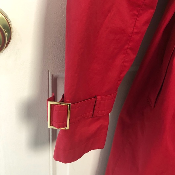 Gallery Red Trench Rain Coat with Belt - Picture 7 of 11